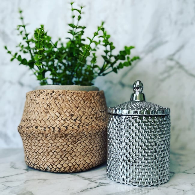 Geo Raindrop Glass Candle 340g - SILVER  **ONLY 4 AVAILABLE**