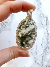Image 1 of moss agate pendant in silver