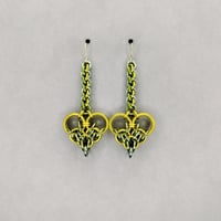Image 4 of Colorful Chainmaille Heart Earrings