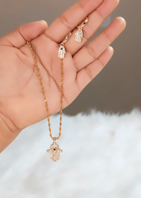 Image 1 of EvilEye (Hand) Pendant Set in Disco Chain