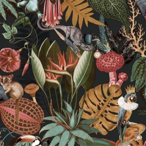 Image of Nathan Corner Drinks Cabinet unit with botanical lining