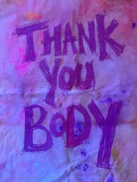 Image 1 of Pink and purple tie die multi colour T shirt with purple text (XL)