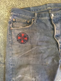 Image 1 of VINTAGE LEVI 501’s w US BOMBS OG RAG VISION AD