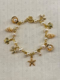 Golden Pearl Charm Bracelet