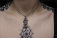 Image 2 of Stainless steel dainty zigzag pendant with ball bearing charms on chain 