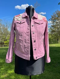 Image 6 of Medium Pink Floral Denim Jacket