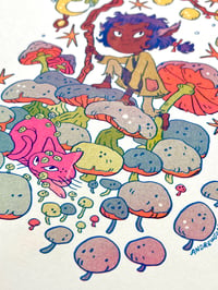 Image 2 of Mushroom Cat Riso Print