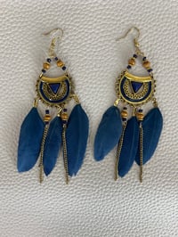 Image 4 of Teal feather earrings 