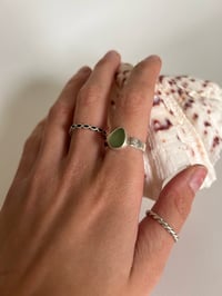 Image 4 of Pale Green Sea Glass Ring - 4mm Band - Size Q