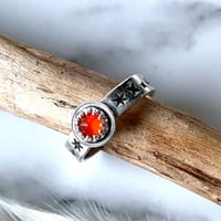Image 1 of Handmade Sterling Silver Celestial Starry Carnelian Ring 925