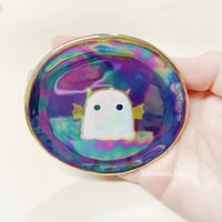 Image 4 of Blue Ghost Trinket Dish With Rainbow Effect (3.5 Inches Diameter)