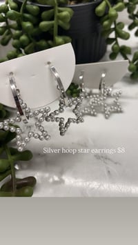 Silver hoop star earrings