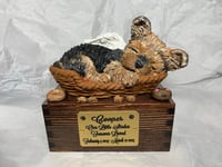 Image 16 of Custom Engraved Yorkie Urn Yorkshire Terrier In Bed Pet Portrait Handmade