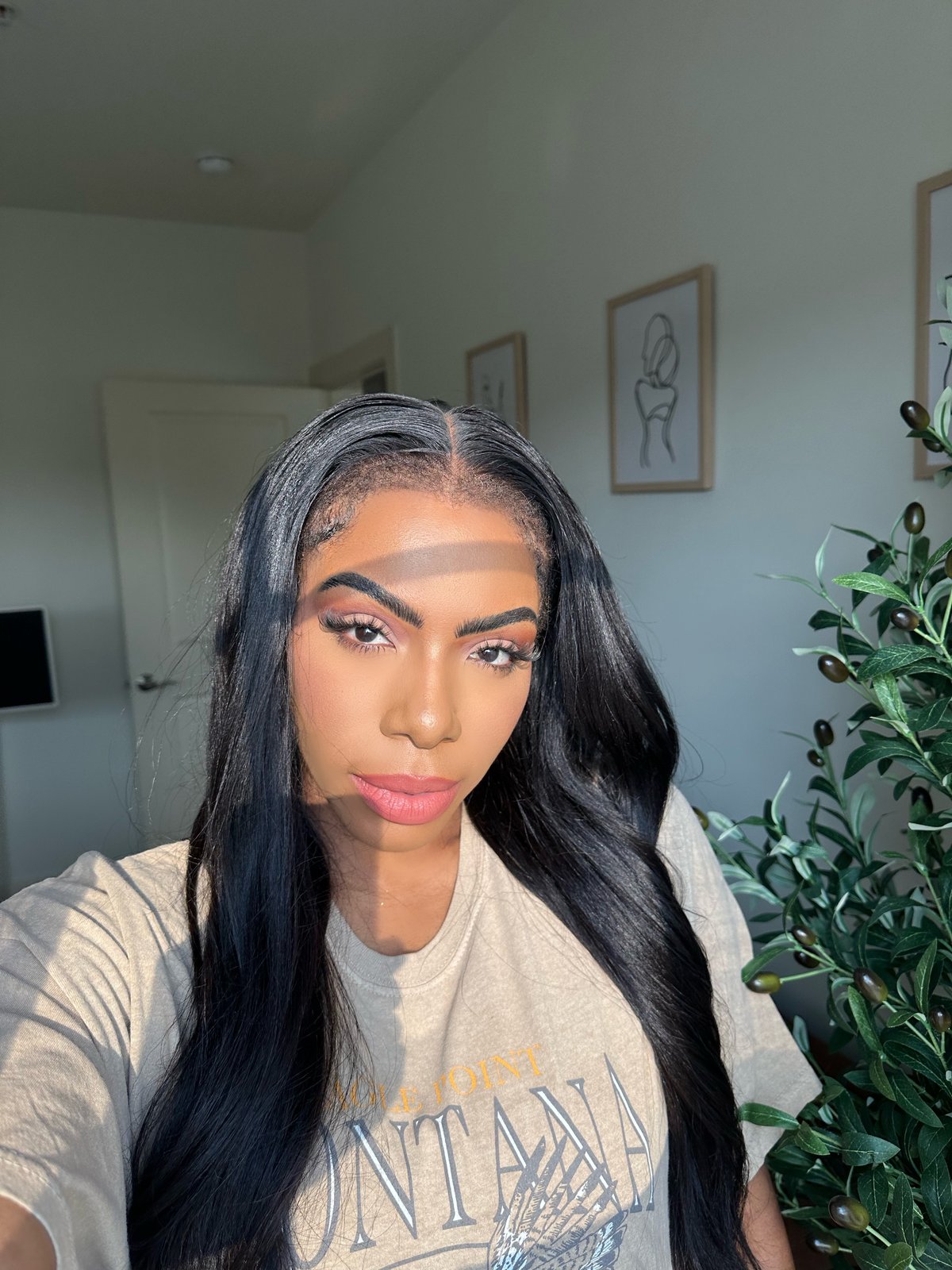 20 inch RELAXED LIGHT YAKI 13x6 Lace front wig with KINKY EDGES