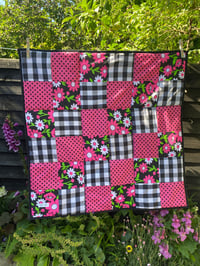 Image 2 of Flowers and Gingham Patchwork Mat