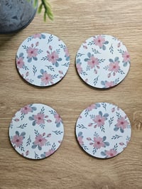 Image 3 of Pink Flower Coasters - 4 pack