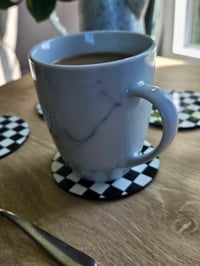 Image 2 of Black and White Checkered Coasters - 4 pack