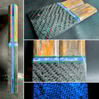 Image 1 of Giraffe Bone & Blue GLOW Carbon Fiber Segmented Knife Scales