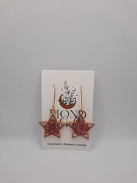 Image 1 of Pressed Flower Red Resin Christmas Earrings