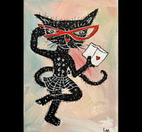 Image 1 of “Modest Cat” original painting on 5” x 7” canvas