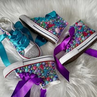 Image 5 of Toddler girl Kids bling pearl customized Canvas shoes