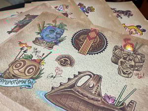 Image of 8”x10”  Disney Tik Inspired (Mixed) Travel Tattoo Flash 02 Std Cardstock 10 Sheet Set w/ Lines