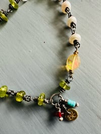 Image 10 of pearl and gemstone charm bracelet . sterling and 22k gold