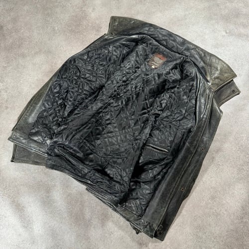 Image of 1990s High Collar Leather Jacket, Size Large