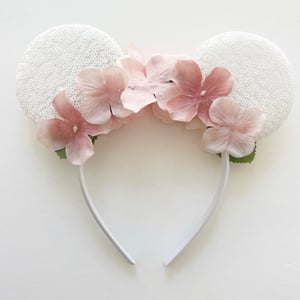 Image of White Ears with Blush Pink Florals 