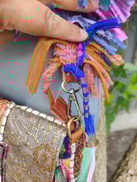 Image 10 of FRILL body cross Sari bag with ruffle -large detachable strap- Hamsa Hand 1