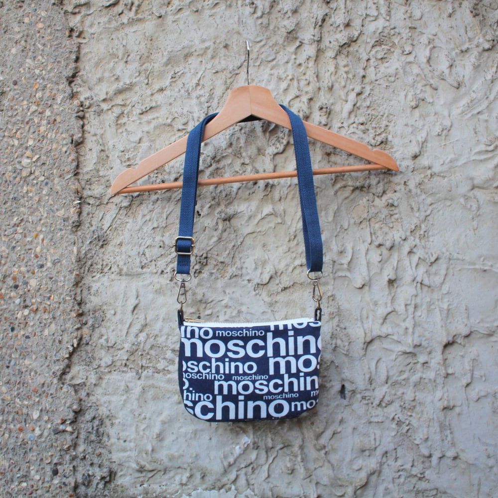 Image of Moschino 1998 Monogram Denim Bag - Navy