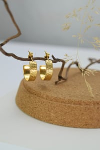 Image 1 of Gold Vermeil Hoop Earrings with Organic Texture