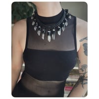 Image 1 of The Empress Necklace - Medium Clear Quartz Crystals and Black Leather