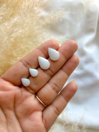 Image 2 of Silver Bezel Pear Shaped BM Studs (Opal Option, small or medium stud)