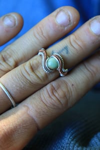 Image 1 of Sterling + Copper Green Turquoise Size 6.5 Ring