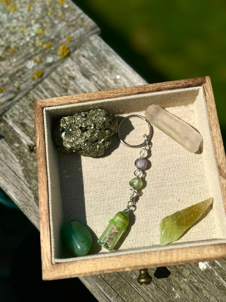 Image of Wish Jar Keychain w/ Rainbow Fluorite