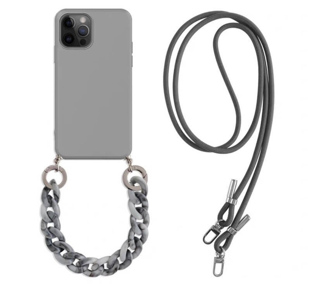 Image of iPhone 12 Pro Max Solid Color Case W Chain & Lanyard