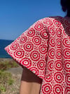 RED BRODERIE ANGLAISE SHORT KAFTAN