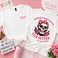 Pink skull workwear/white