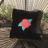 Black Velvet Red Rose Cushion Cover