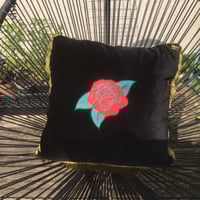 Image 1 of Black Velvet Red Rose Cushion Cover