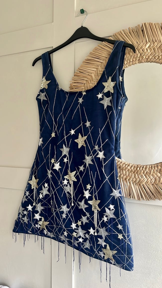 The Starry Night Dress. Star Embellished Tulle Navy Velvet Handmade Dress | ECcentric Clothing The Starry Night Dress. Star Embellished Tulle Navy Velvet Handmade Dress | ECcentric Clothing
