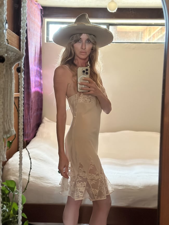 1990s Christian Dior by John Galliano silk slip dress gown lace godet detailing