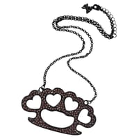 Image 1 of black brass knuckle heart necklace *pink*