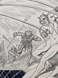 Image 7 of Large -STATEMENT PIECE "1800's Dante Inferno Gustave Dore" page with preserved spider web - D