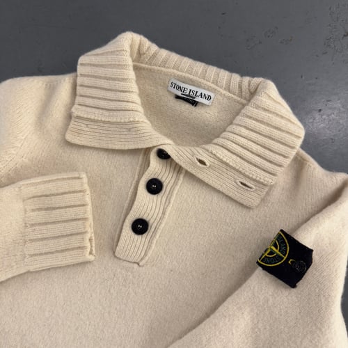 Image of Stone Island 1/4 button up wool sweater, size small