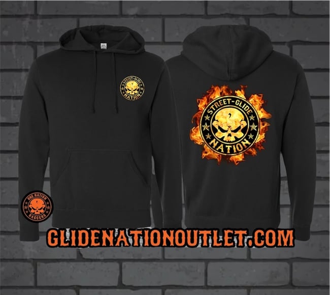 Street Glide Nation Burning Skull Hoodie