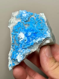 Image 19 of Rare Cyanotrichite On Green Fluorite Matrix Specimen | Guizhou China #2873