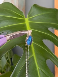 Image 6 of Silver Blue Flash Labradorite Oval Crystal Necklace