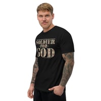 Image 4 of Soldier For God Dark Fitted Short Sleeve T-shirt